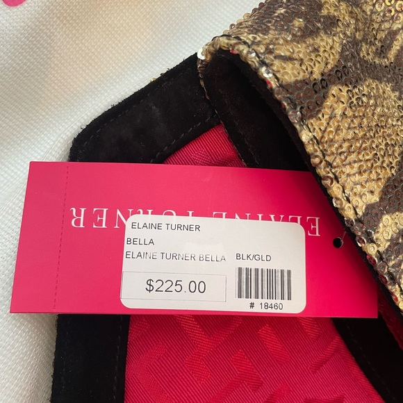 BNWT Elaine Turner, Bella, Envelope Style, Black/Gold Clutch - Picture 8 of 9